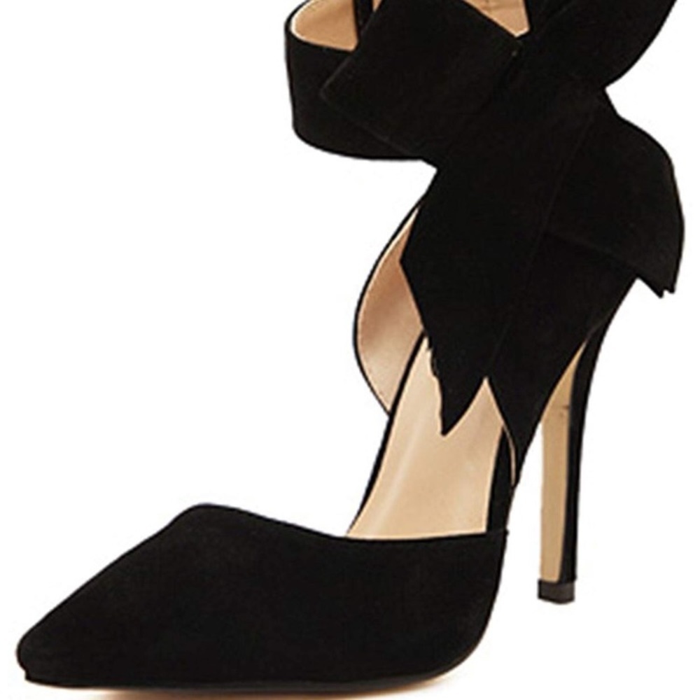 ✨BLACK SUEDE FOUR SEASONS BOW WOMANS SHOE *NWT*✨ - Picture 3 of 5